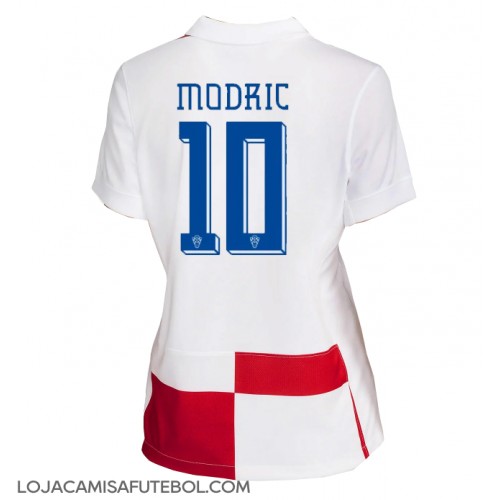 Camisa de Futebol Croácia Luka Modric #10 Equipamento Principal Mulheres Europeu 2024 Manga Curta